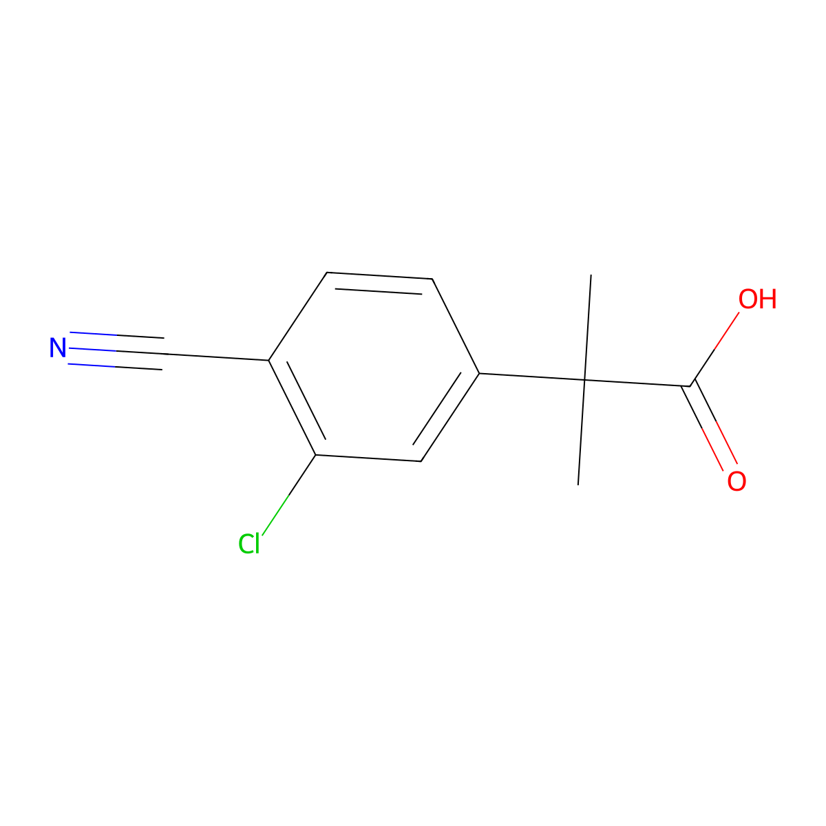 2-(3-Chloro-4-cyanophenyl)-2-methylpropanoic acid molecular structure, CAS 1314781-20-8
