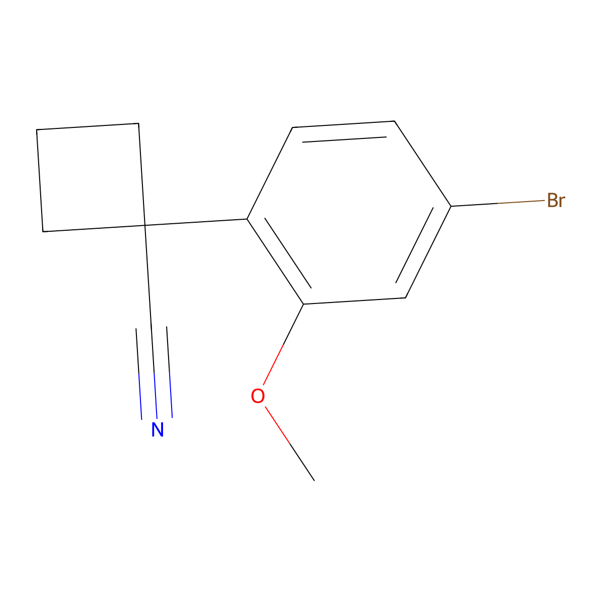1-(4-Bromo-2-methoxyphenyl)cyclobutanecarbonitrile molecular structure, CAS 1314781-41-3