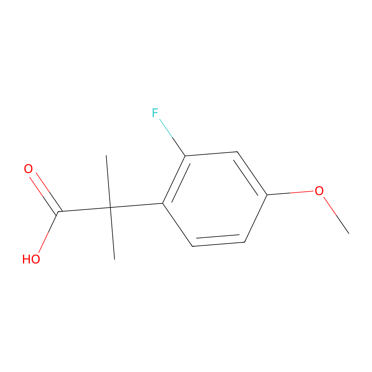 2-(2-Fluoro-4-methoxyphenyl)-2-methylpropanoic acid molecular structure, CAS 1314784-51-4