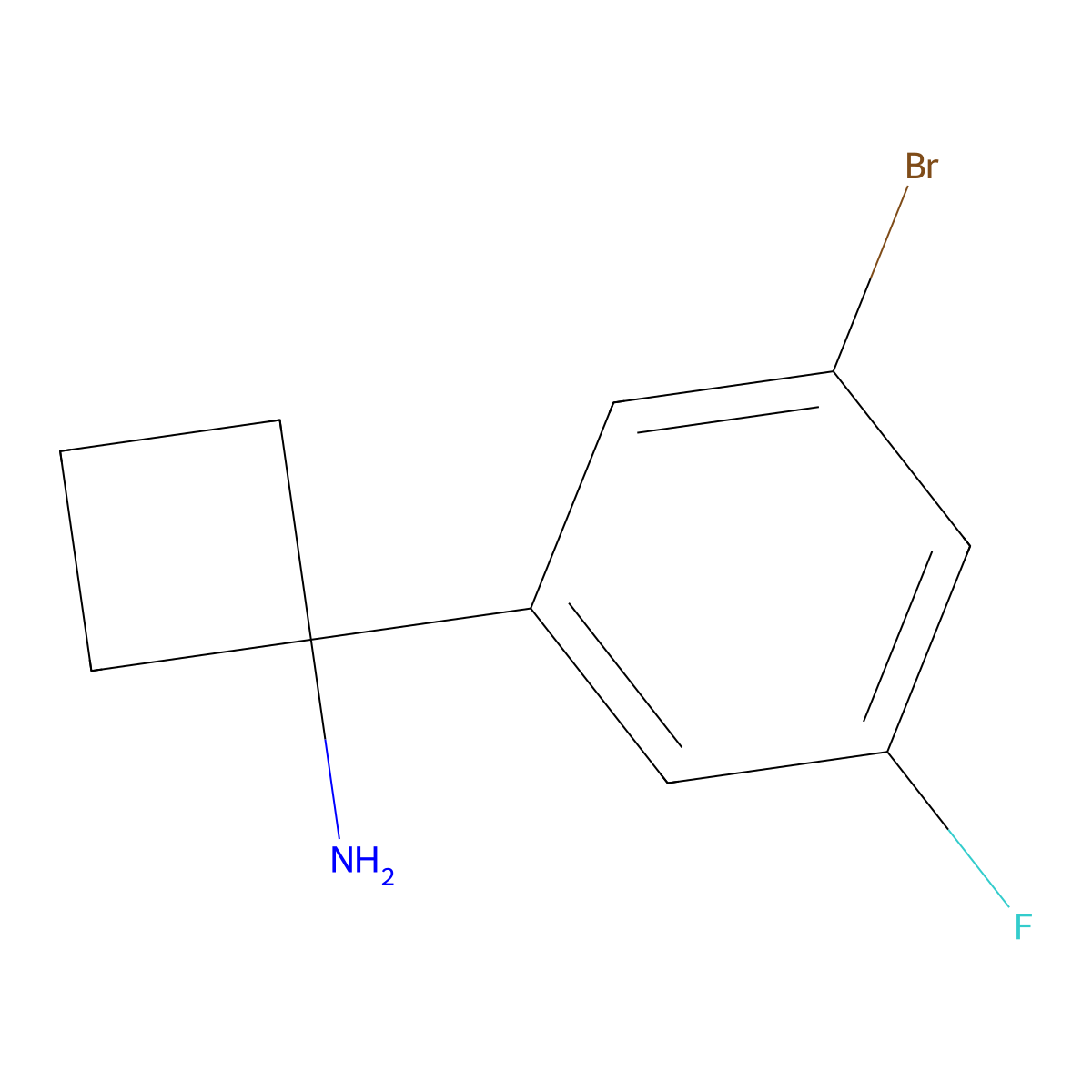 1-(3-Bromo-5-fluorophenyl)cyclobutan-1-amine molecular structure, CAS 1314784-53-6