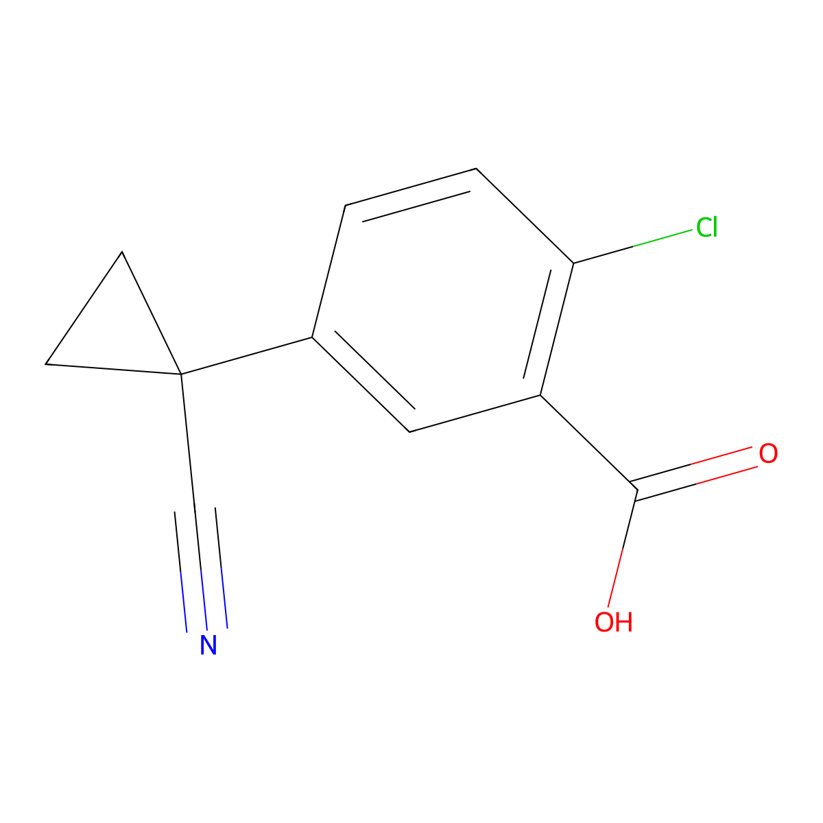2-Chloro-5-(1-cyanocyclopropyl)benzoicacid molecular structure, CAS 1314784-62-7