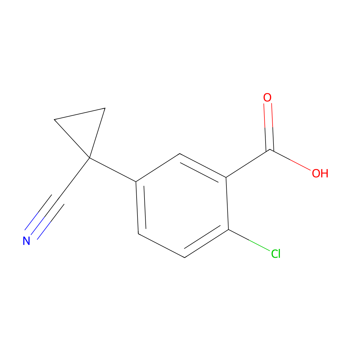 2-Chloro-5-(1-cyanocyclopropyl)benzoicacid molecular structure, CAS 1314784-62-7