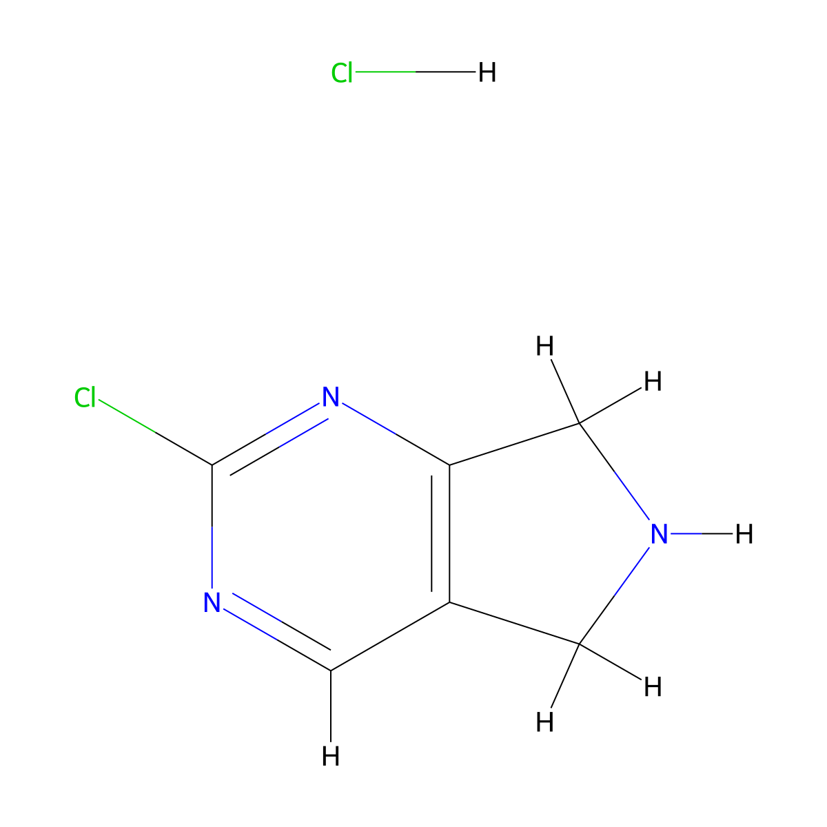2-chloro-5H,6H,7H-pyrrolo(3,4-d)pyrimidine hydrochloride molecular structure, CAS 1314790-85-6