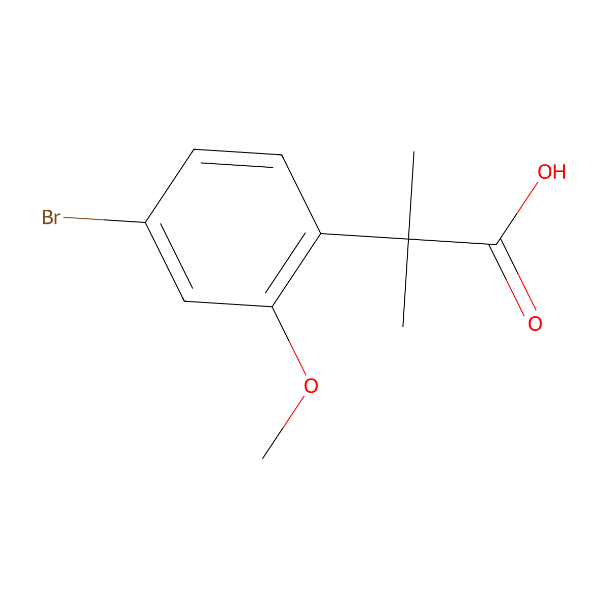 Benzeneacetic acid, 4-bromo-2-methoxy-alpha,alpha-dimethyl- molecular structure, CAS 1314790-91-4