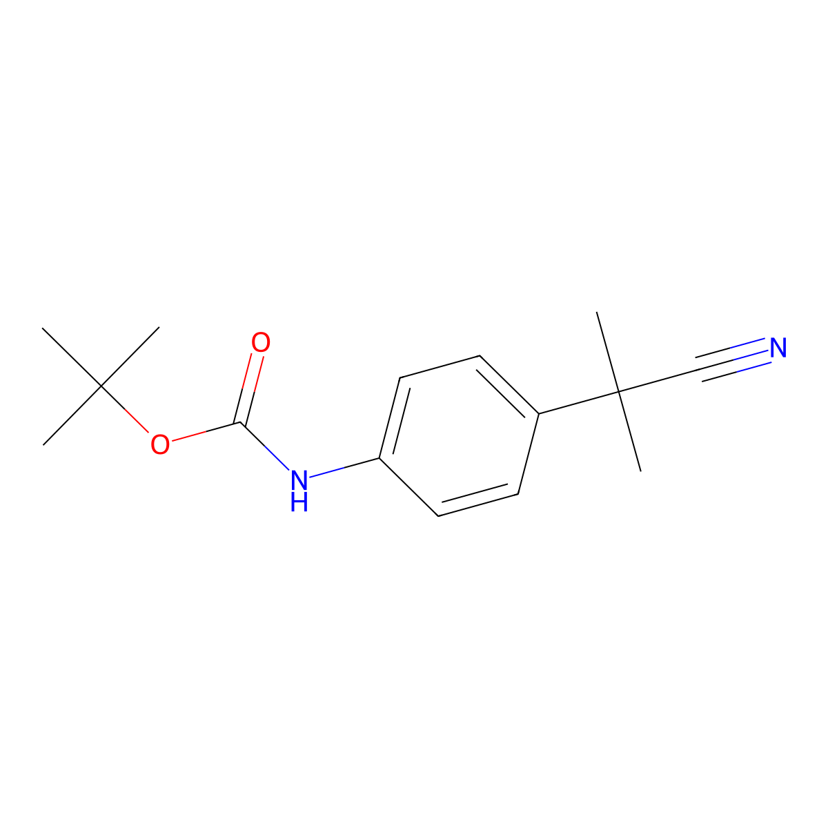 2-[4-(BOC-Amino)phenyl]-2-methylpropanenitrile molecular structure, CAS 1314791-16-6