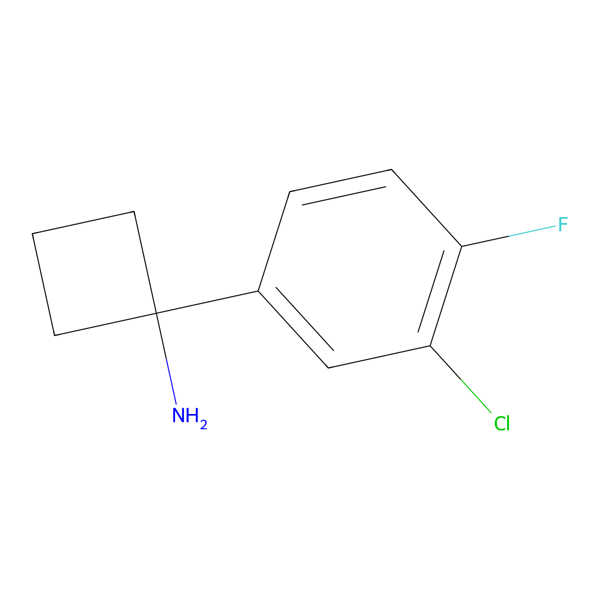 1-(3-Chloro-4-fluorophenyl)cyclobutanamine molecular structure, CAS 1314791-33-7