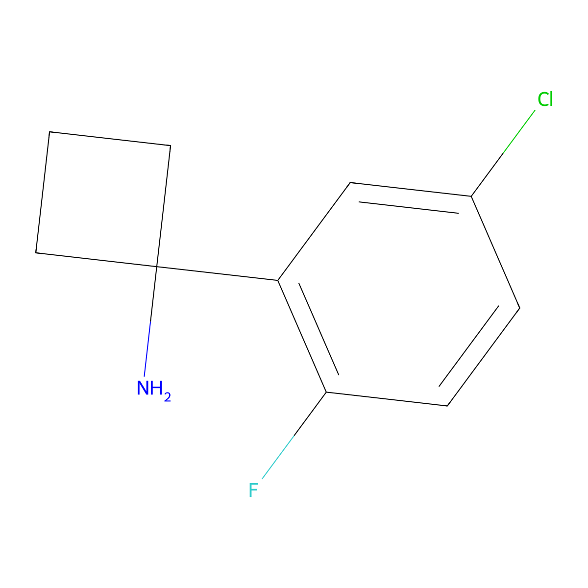 1-(5-Chloro-2-fluorophenyl)cyclobutan-1-amine molecular structure, CAS 1314792-19-2