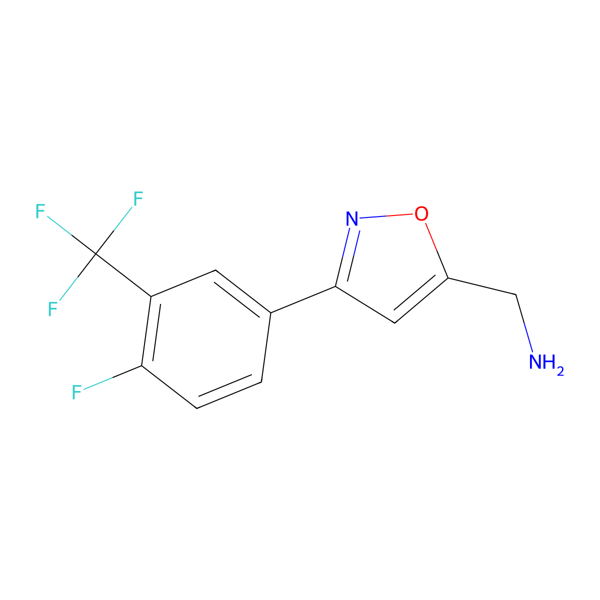 3-[4-Fluoro-3-(trifluoromethyl)phenyl]-5-isoxazolemethanamine molecular structure, CAS 1314796-45-6