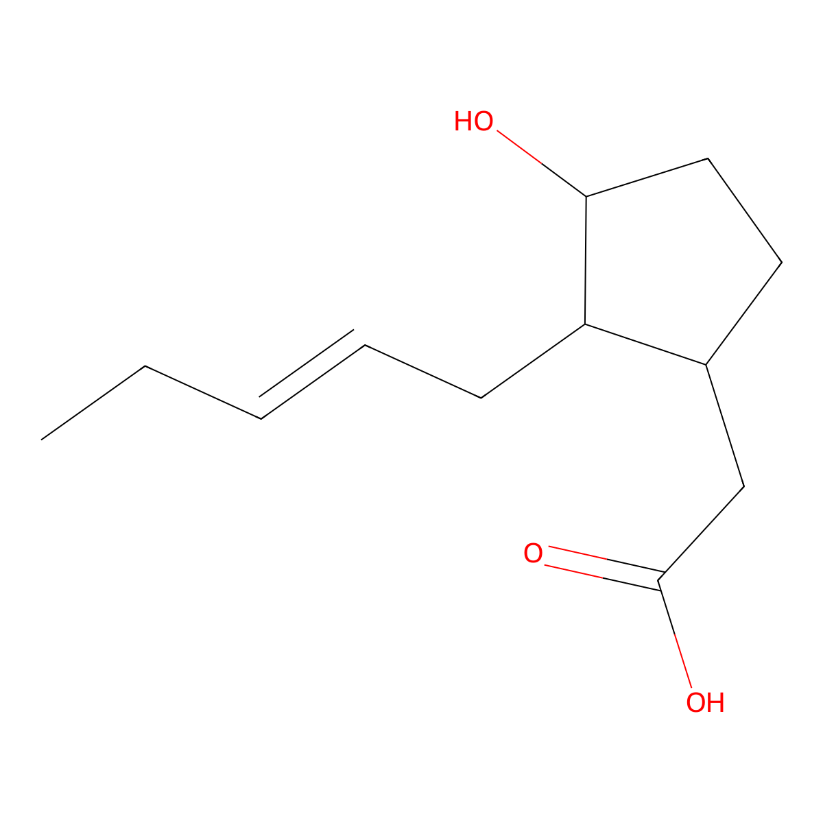 (E)-2-(3-Hydroxy-2-(pent-2-en-1-yl)cyclopentyl)acetic acid molecular structure, CAS 131488-83-0