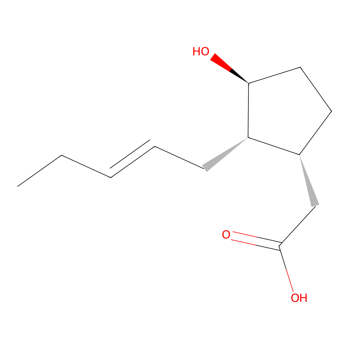 (E)-2-(3-Hydroxy-2-(pent-2-en-1-yl)cyclopentyl)acetic acid molecular structure, CAS 131488-83-0
