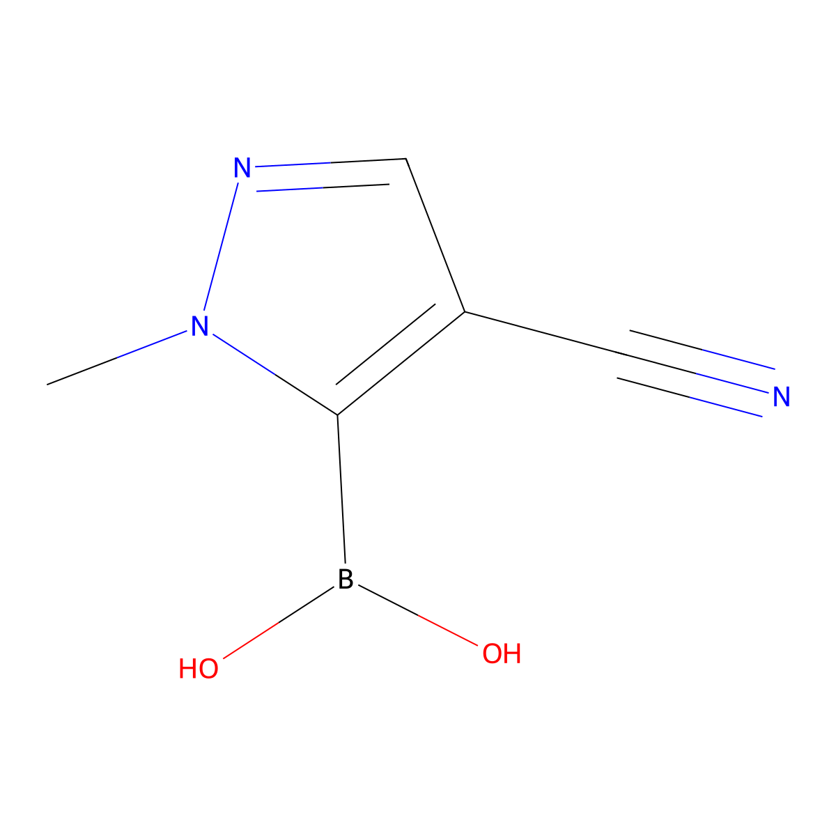 4-Cyano-1-methyl-1H-pyrazole-5-boronic acid molecular structure, CAS 1314881-36-1
