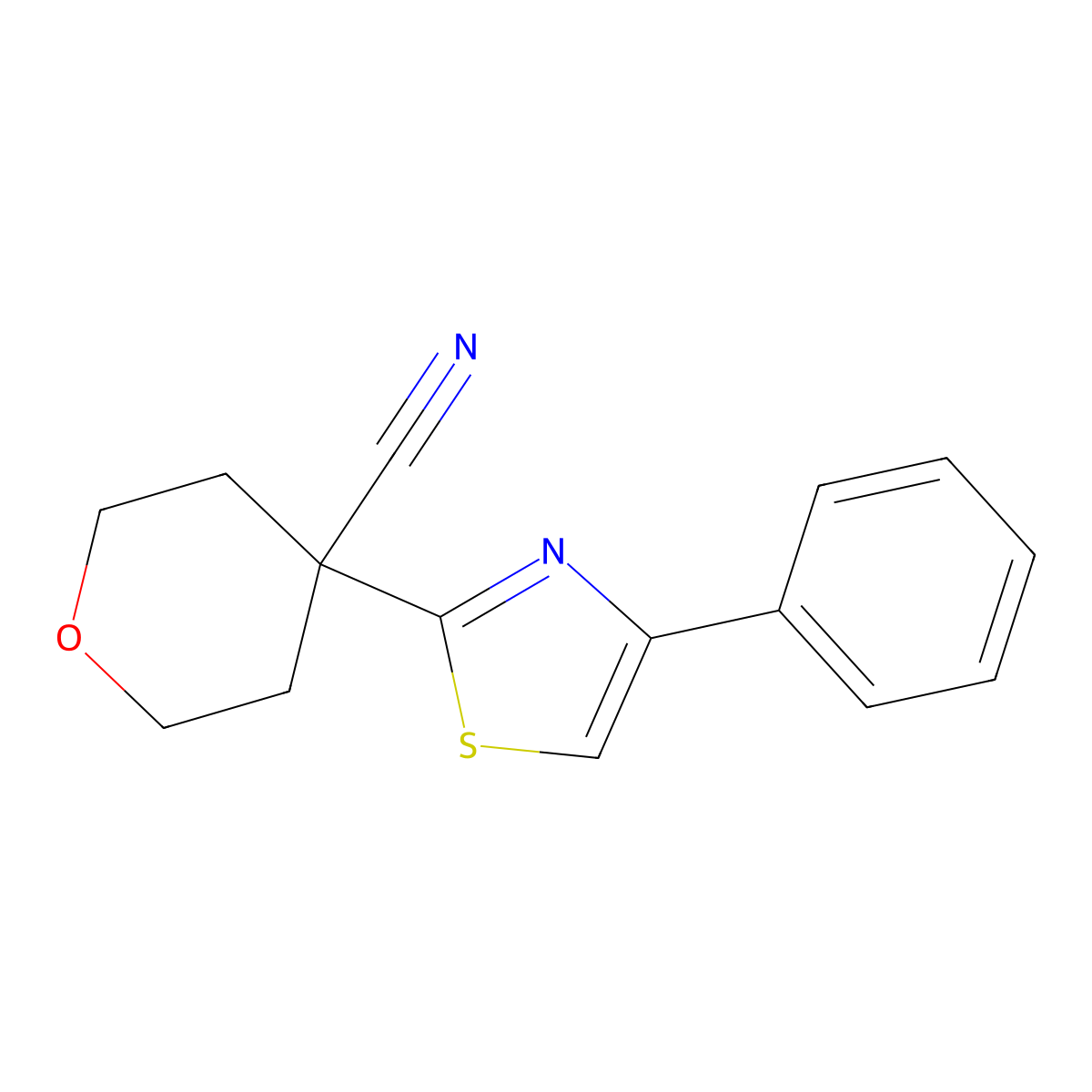 4-(4-phenylthiazol-2-yl)tetrahydro-2H-pyran-4-carbonitrile molecular structure, CAS 1314886-95-7