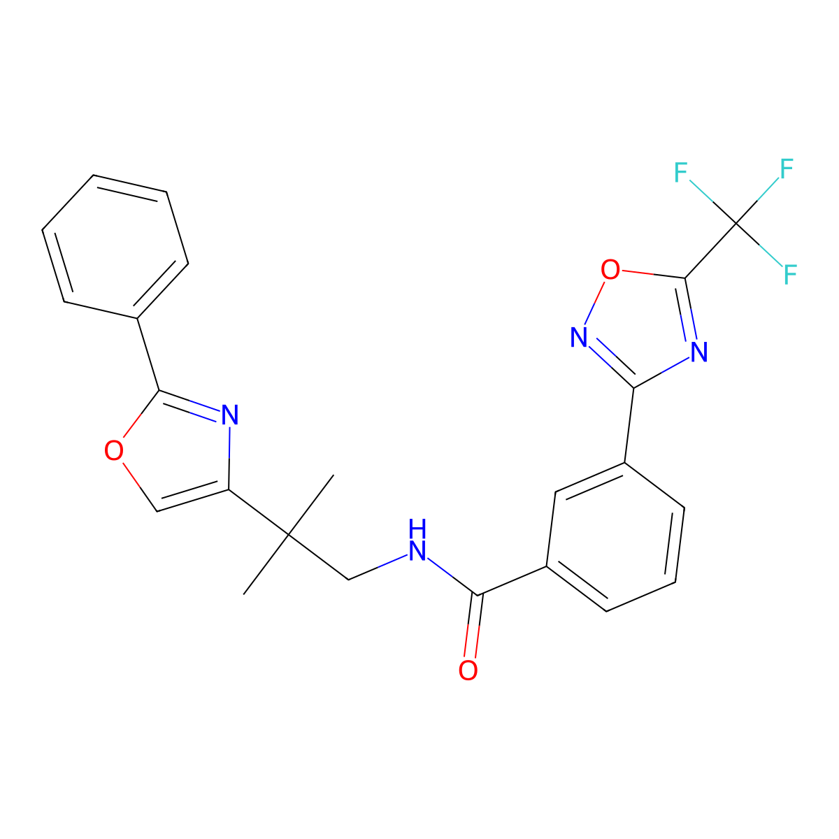 N-(2-Methyl-2-(2-phenyloxazol-4-yl)propyl)-3-(5-(trifluoromethyl)-1,2,4-oxadiazol-3-yl)benzamide molecular structure, CAS 1314891-22-9