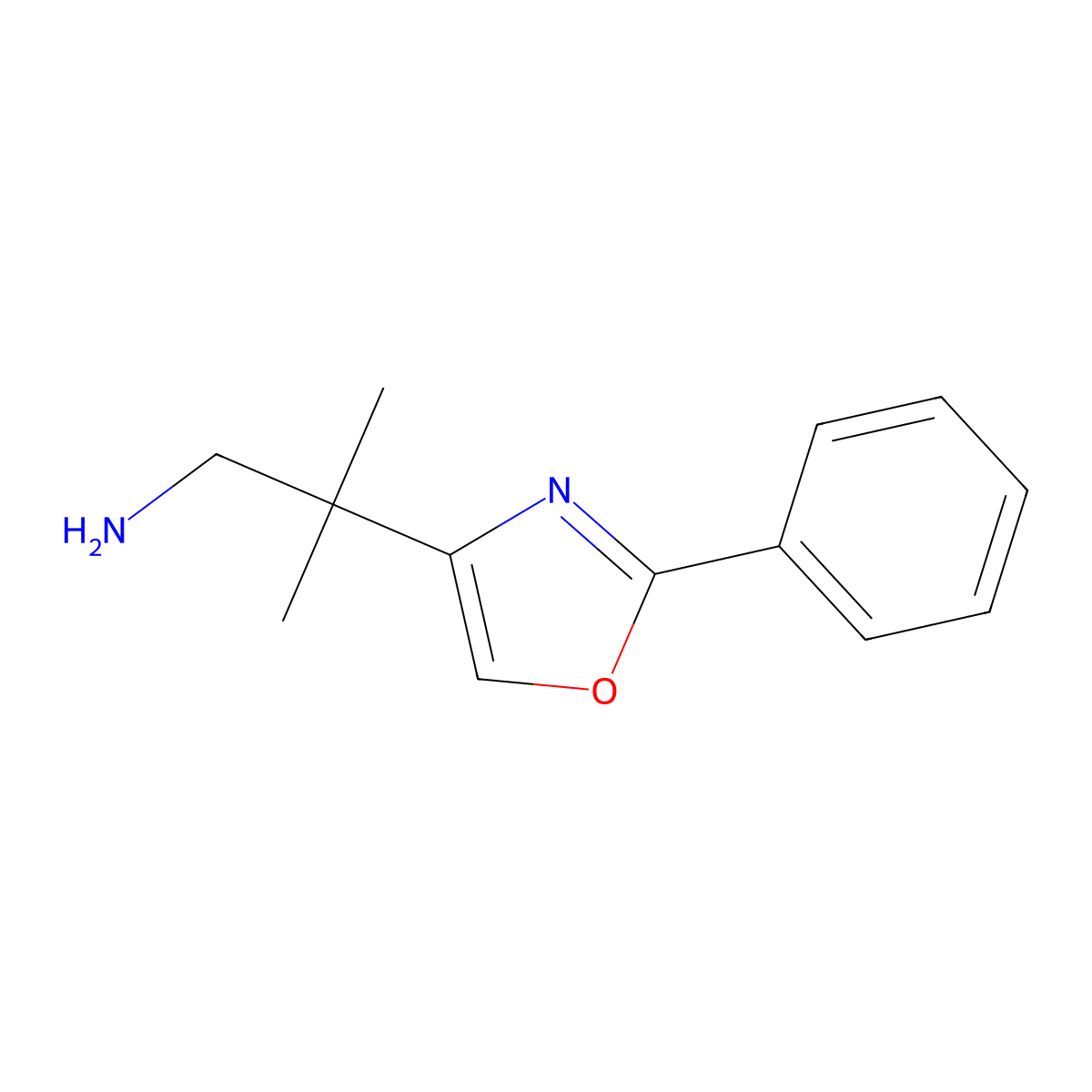 2-Methyl-2-(2-phenyl-1,3-oxazol-4-yl)propan-1-amine molecular structure, CAS 1314892-97-1