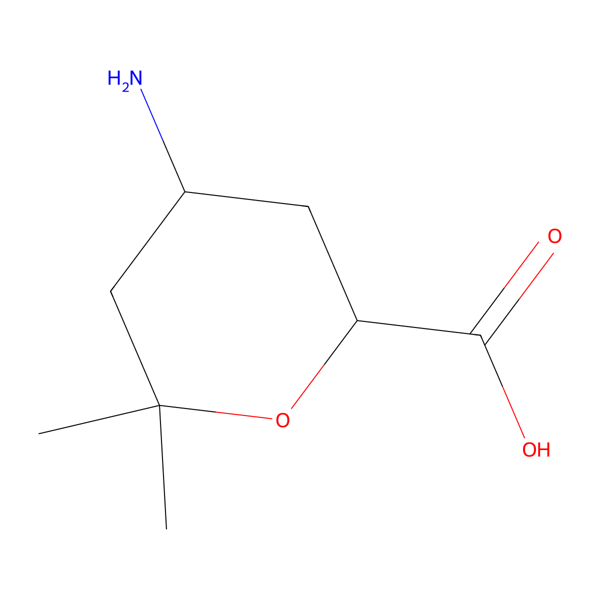 4-Amino-6,6-dimethyloxane-2-carboxylic acid molecular structure, CAS 1314896-56-4