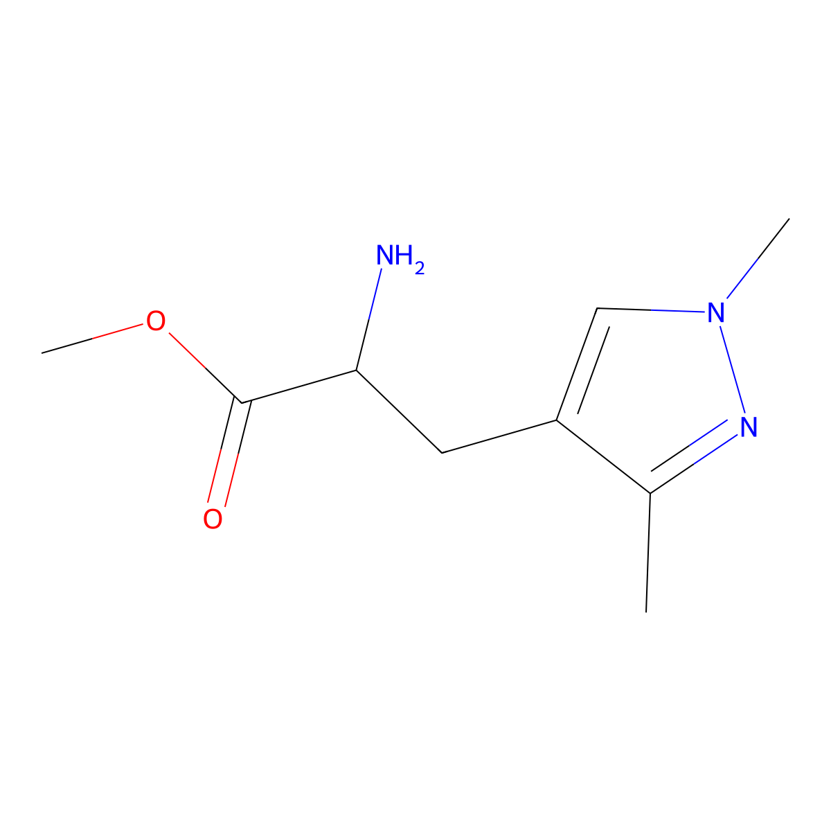 methyl 2-amino-3-(1,3-dimethyl-1H-pyrazol-4-yl)propanoate molecular structure, CAS 1314897-65-8