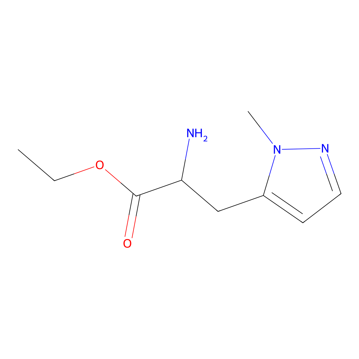 ethyl 2-amino-3-(1-methyl-1H-pyrazol-5-yl)propanoate molecular structure, CAS 1314898-30-0