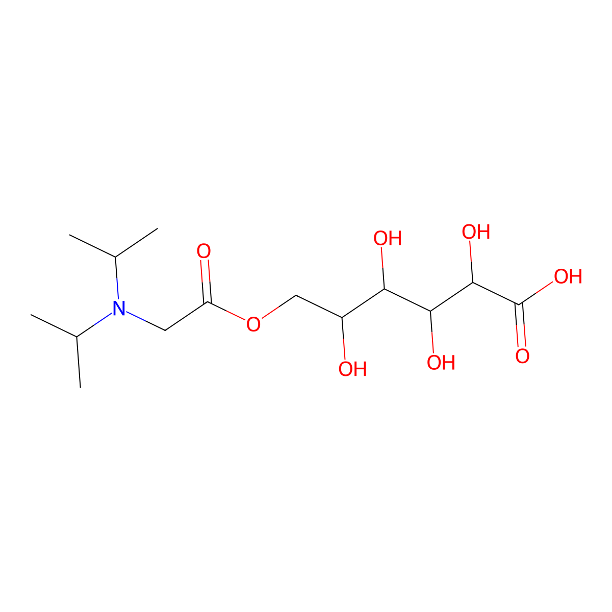 D-Gluconic acid, 6-ester with N,N-diisopropylglycine molecular structure, CAS 13149-68-3