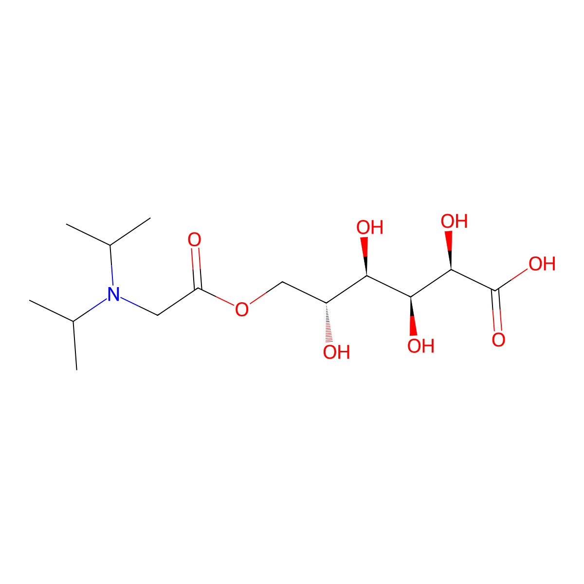 D-Gluconic acid, 6-ester with N,N-diisopropylglycine molecular structure, CAS 13149-68-3