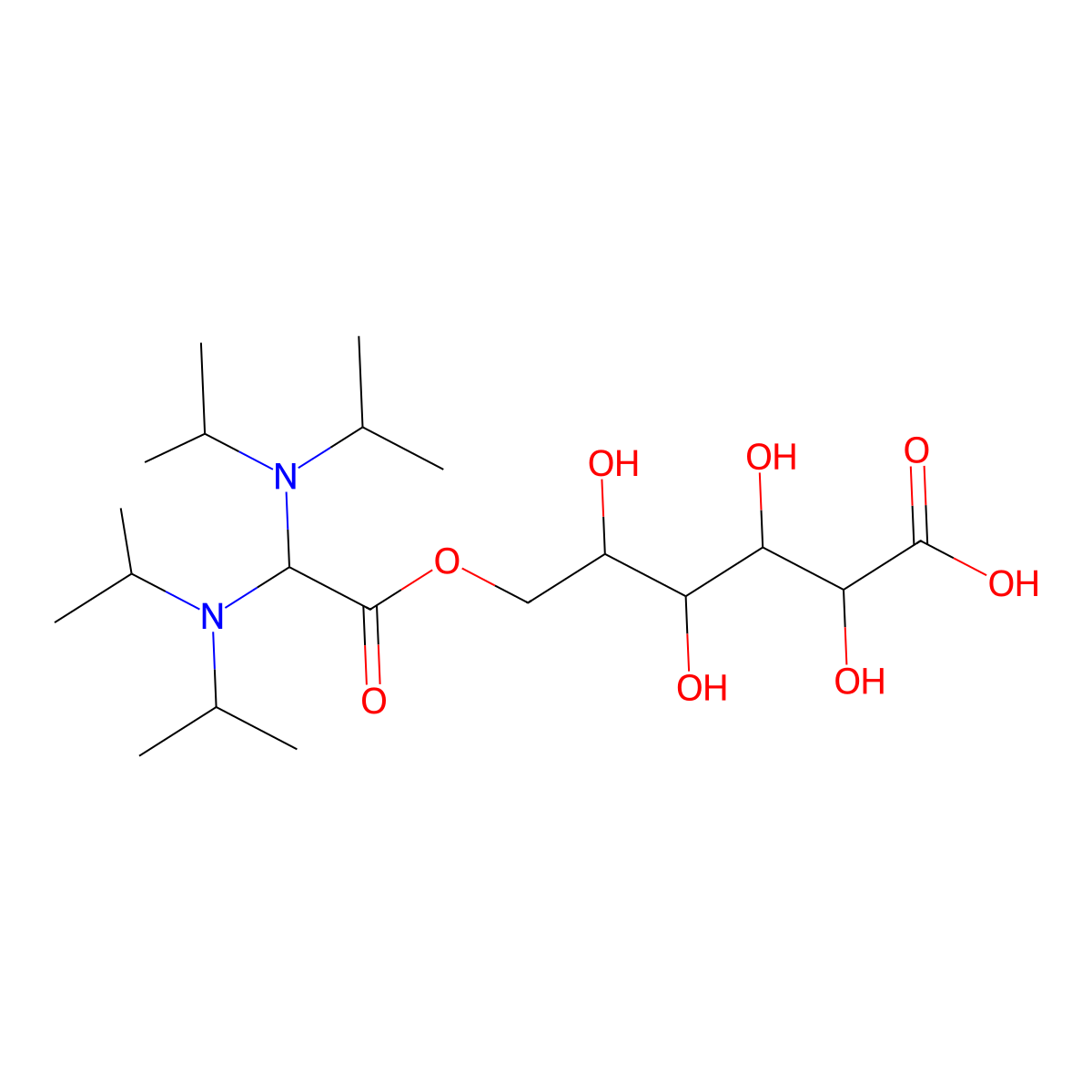 D-Gluconic acid, 6-(2,2-bis(bis(1-methylethyl)amino)acetate) molecular structure, CAS 13149-69-4