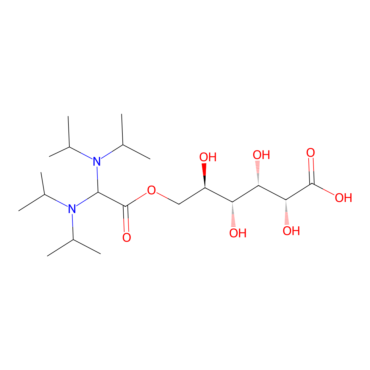 D-Gluconic acid, 6-(2,2-bis(bis(1-methylethyl)amino)acetate) molecular structure, CAS 13149-69-4