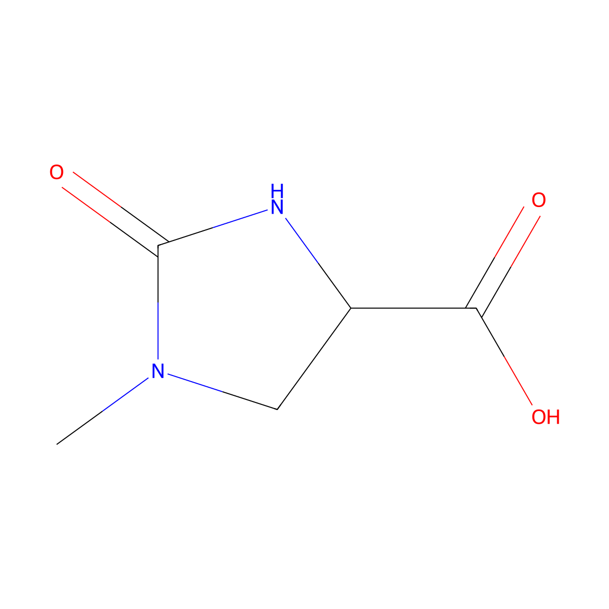 1-Methyl-2-oxoimidazolidine-4-carboxylic acid molecular structure, CAS 1314902-27-6