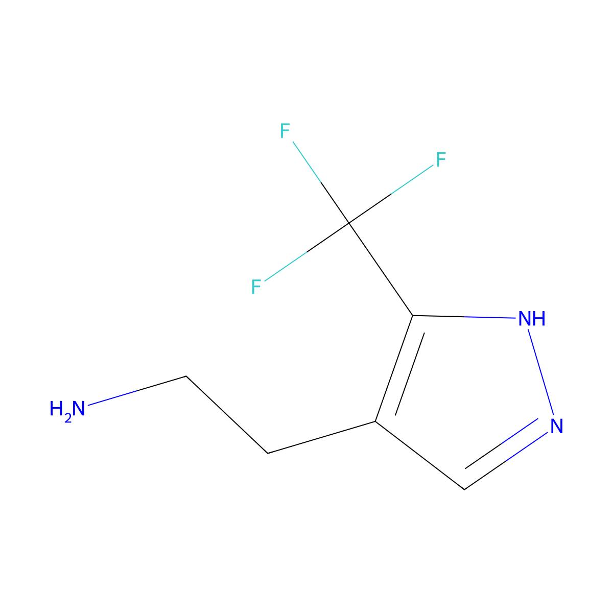 2-[3-(trifluoromethyl)-1H-pyrazol-4-yl]ethan-1-amine molecular structure, CAS 1314904-42-1