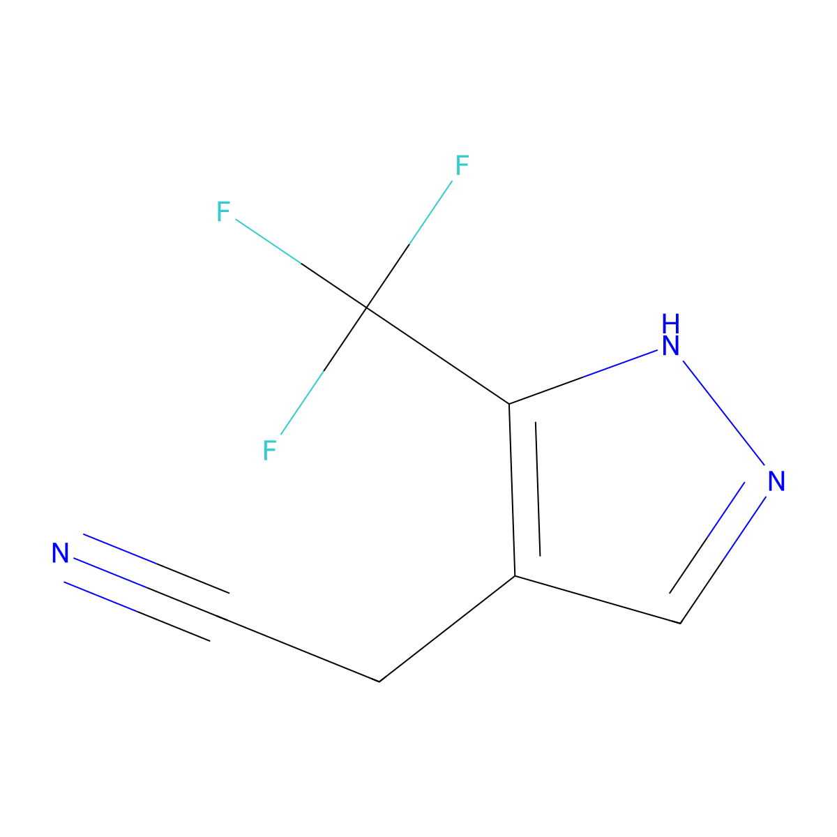 2-[3-(trifluoromethyl)-1H-pyrazol-4-yl]acetonitrile molecular structure, CAS 1314907-34-0