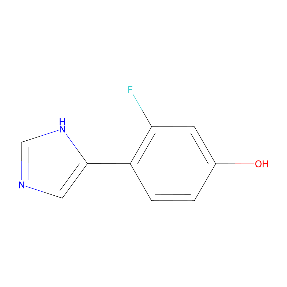 3-fluoro-4-(1H-imidazol-4-yl)phenol molecular structure, CAS 1314909-48-2