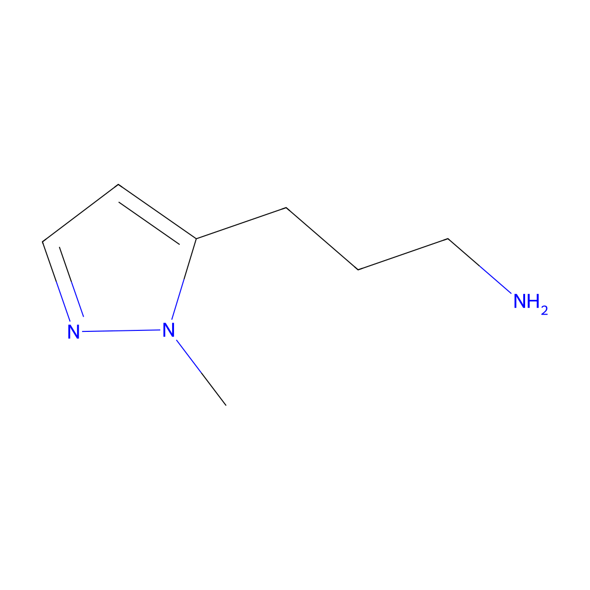 3-(1-methyl-1H-pyrazol-5-yl)propan-1-amine molecular structure, CAS 1314909-50-6