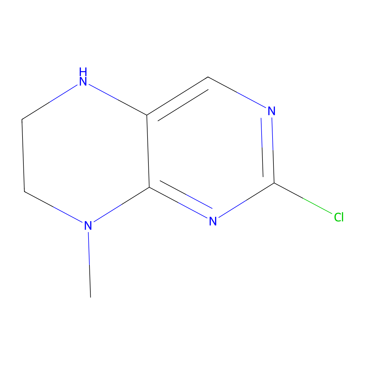 2-Chloro-8-methyl-5,6,7,8-tetrahydropteridine molecular structure, CAS 1314916-25-0