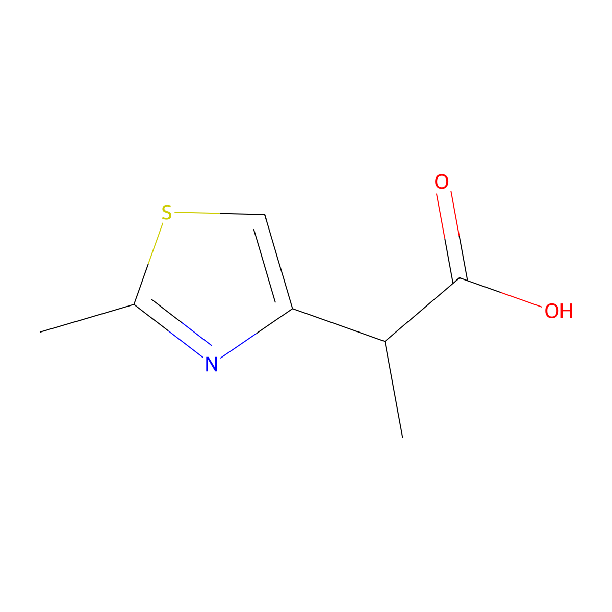 2-(2-Methyl-1,3-thiazol-4-yl)propanoic acid molecular structure, CAS 1314923-35-7