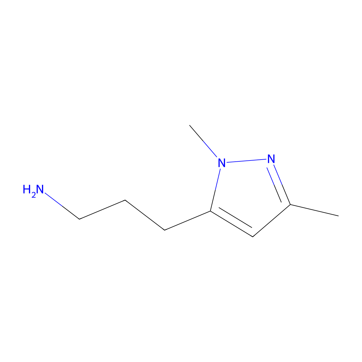 3-(1,3-dimethyl-1H-pyrazol-5-yl)propan-1-amine molecular structure, CAS 1314923-78-8
