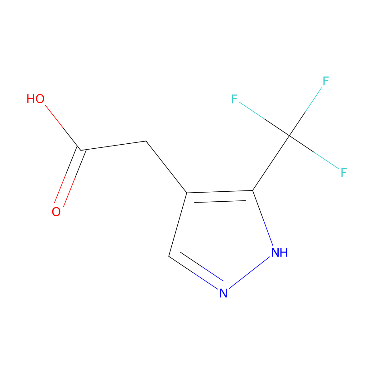 2-(3-(trifluoromethyl)-1H-pyrazol-4-yl)acetic acid molecular structure, CAS 1314923-82-4