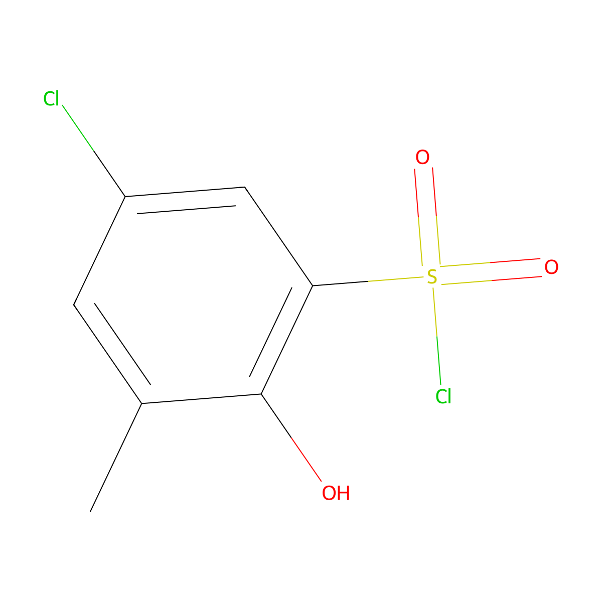 5-Chloro-2-hydroxy-3-methylbenzene-1-sulfonyl chloride molecular structure, CAS 1314926-05-0