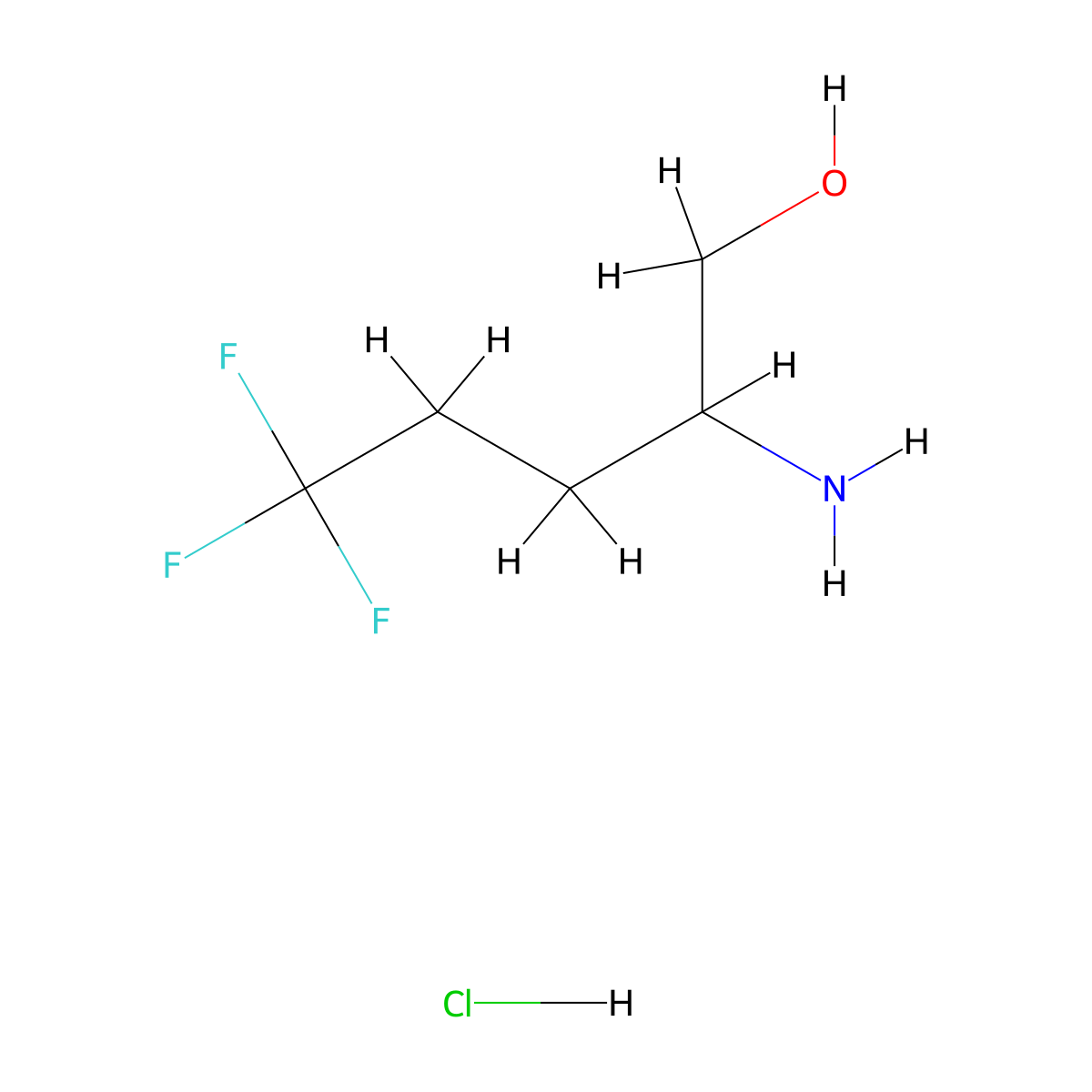 2-Amino-5,5,5-trifluoropentan-1-ol hydrochloride molecular structure, CAS 1314927-09-7