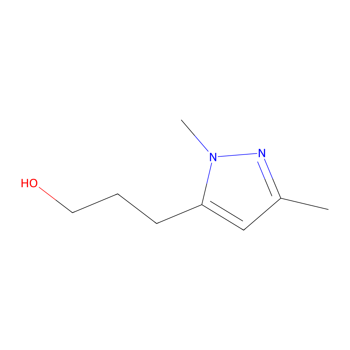 3-(1,3-dimethyl-1H-pyrazol-5-yl)propan-1-ol molecular structure, CAS 1314927-79-1