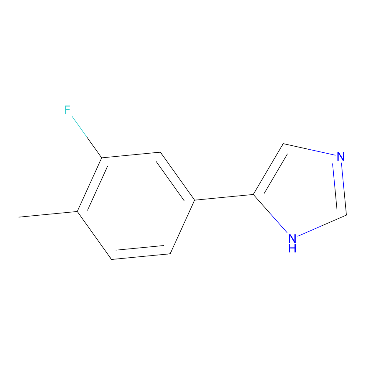 4-(3-fluoro-4-methylphenyl)-1H-imidazole molecular structure, CAS 1314932-25-6