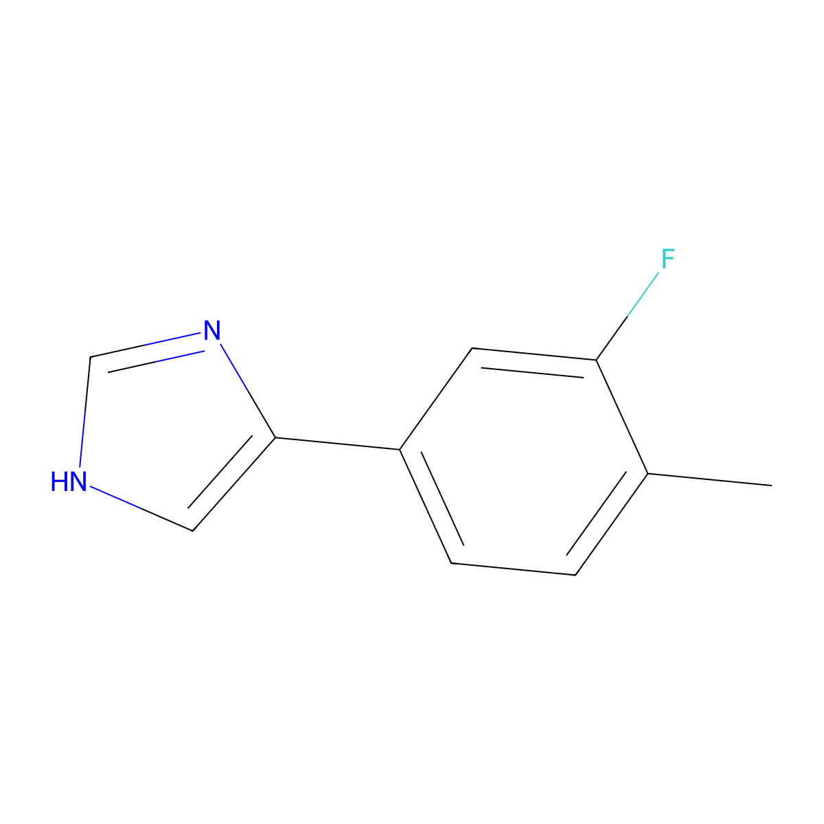4-(3-fluoro-4-methylphenyl)-1H-imidazole molecular structure, CAS 1314932-25-6
