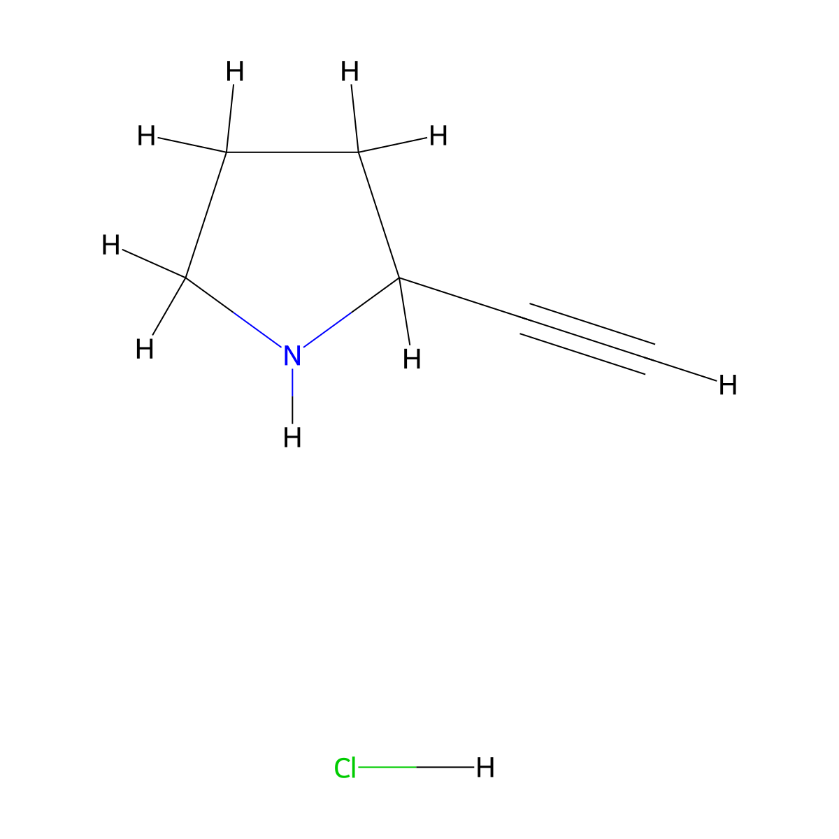 2-Ethynylpyrrolidine hydrochloride molecular structure, CAS 1314937-87-5