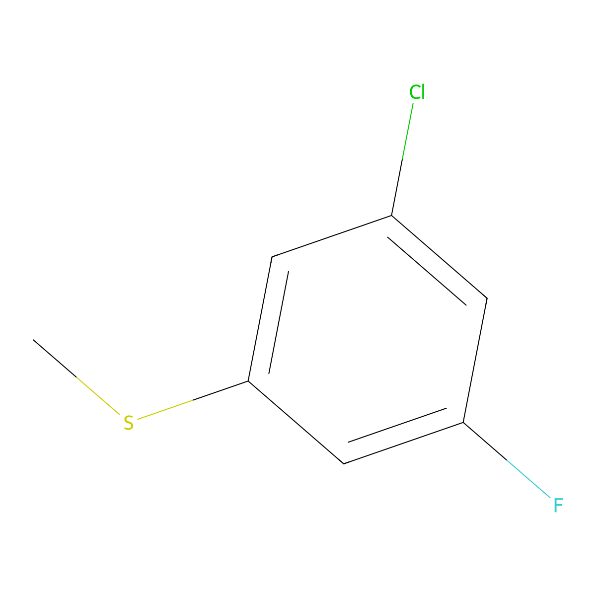 1-Chloro-3-fluoro-5-(methylsulfanyl)benzene molecular structure, CAS 1314939-89-3