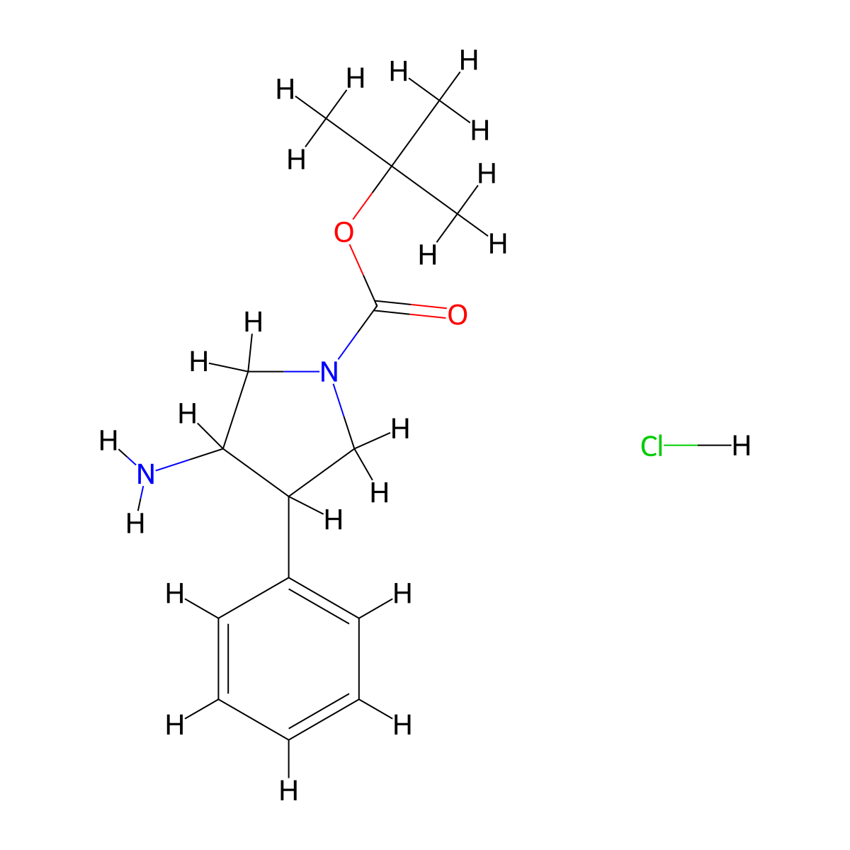 tert-Butyl 3-amino-4-phenylpyrrolidine-1-carboxylate hydrochloride molecular structure, CAS 1314941-25-7