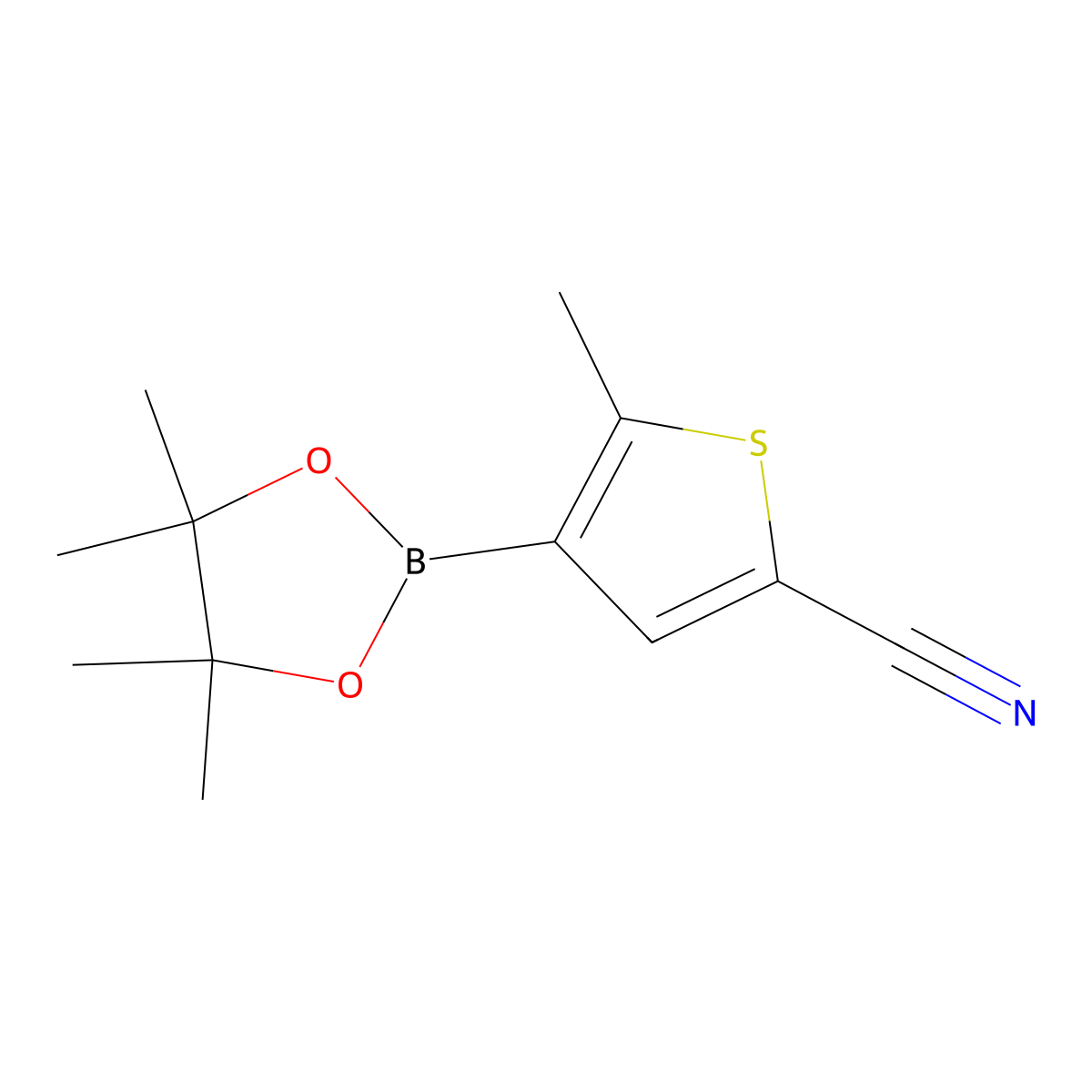5-Methyl-4-(4,4,5,5-tetramethyl-1,3,2-dioxaborolan-2-yl)thiophene-2-carbonitrile molecular structure, CAS 1314941-27-9