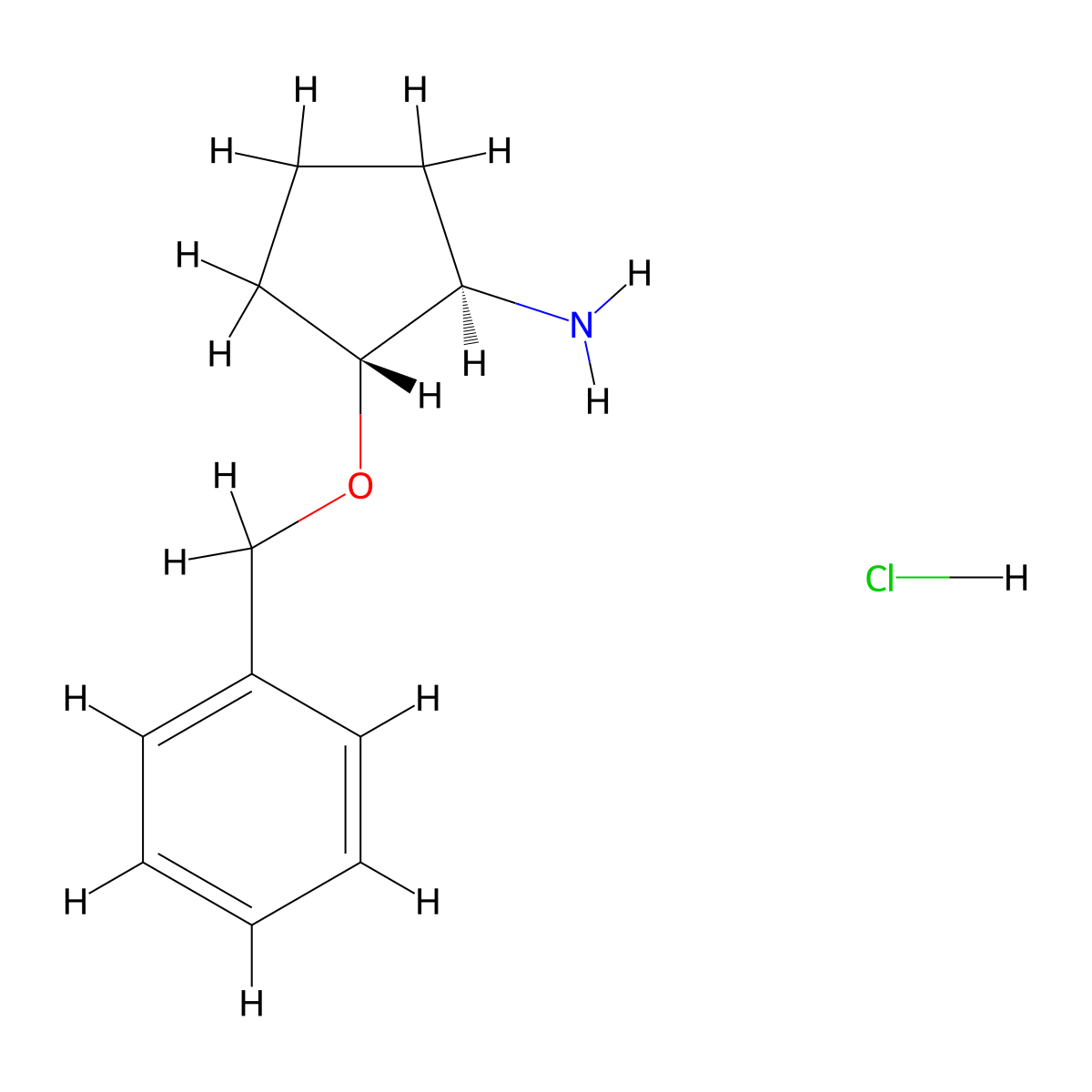rac-(1R,2R)-2-(benzyloxy)cyclopentan-1-amine hydrochloride molecular structure, CAS 1314952-26-5