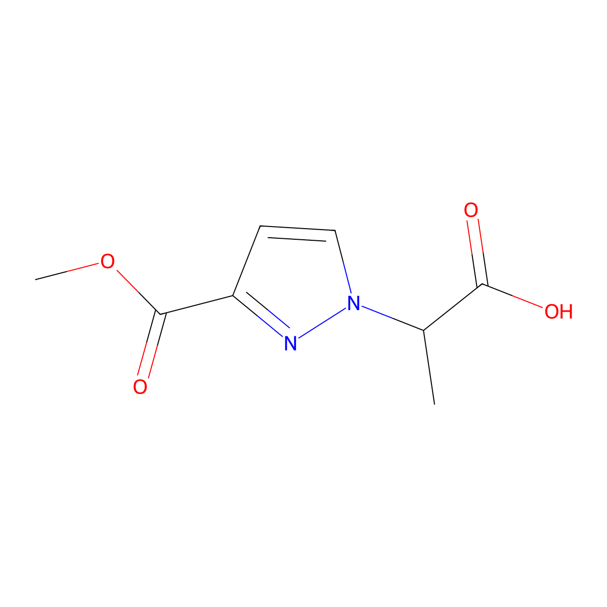 2-[3-(methoxycarbonyl)-1H-pyrazol-1-yl]propanoic acid molecular structure, CAS 1314962-02-1