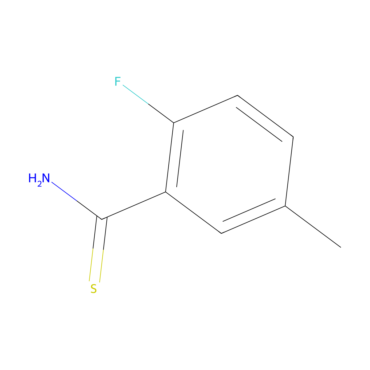 2-Fluoro-5-methyl-thiobenzamide molecular structure, CAS 1314966-03-4