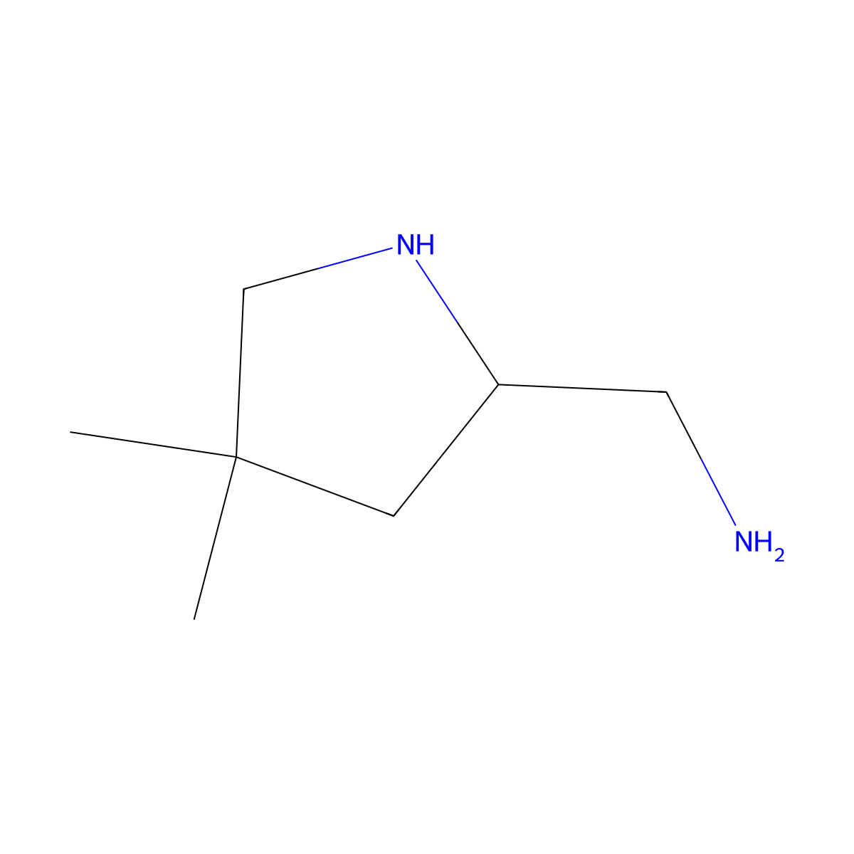 (4,4-Dimethylpyrrolidin-2-yl)methanamine molecular structure, CAS 1314966-04-5