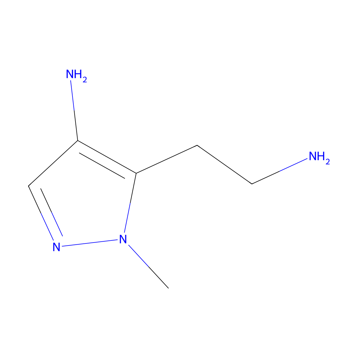 5-(2-aminoethyl)-1-methyl-1H-pyrazol-4-amine molecular structure, CAS 1314967-70-8