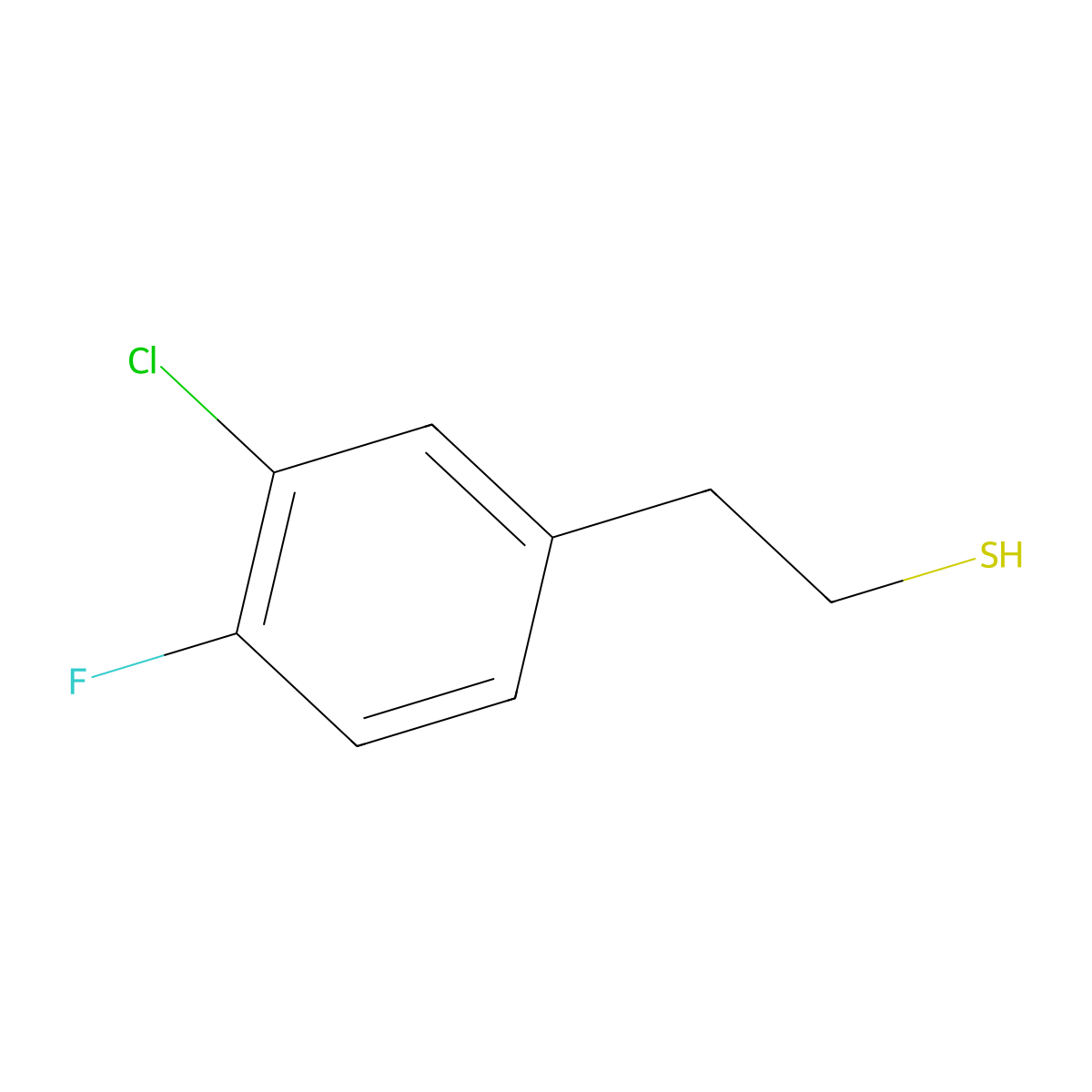 2-(3-Chloro-4-fluorophenyl)ethanethiol molecular structure, CAS 1314976-65-2