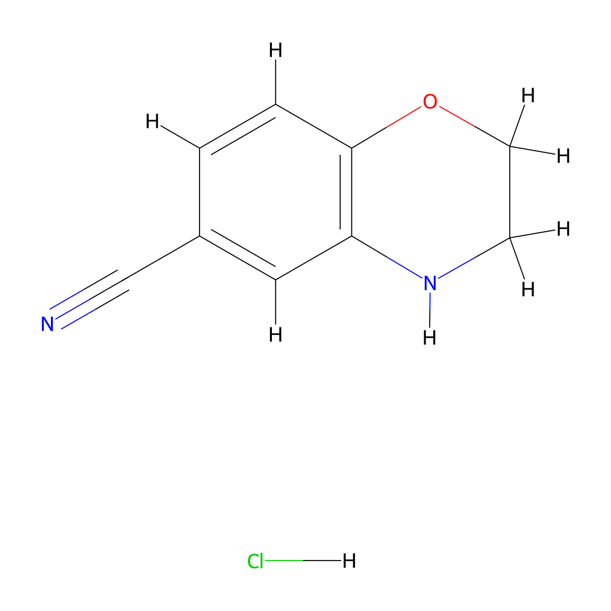 3,4-Dihydro-2H-benzo[b][1,4]oxazine-6-carbonitrile hydrochloride molecular structure, CAS 1314984-94-5